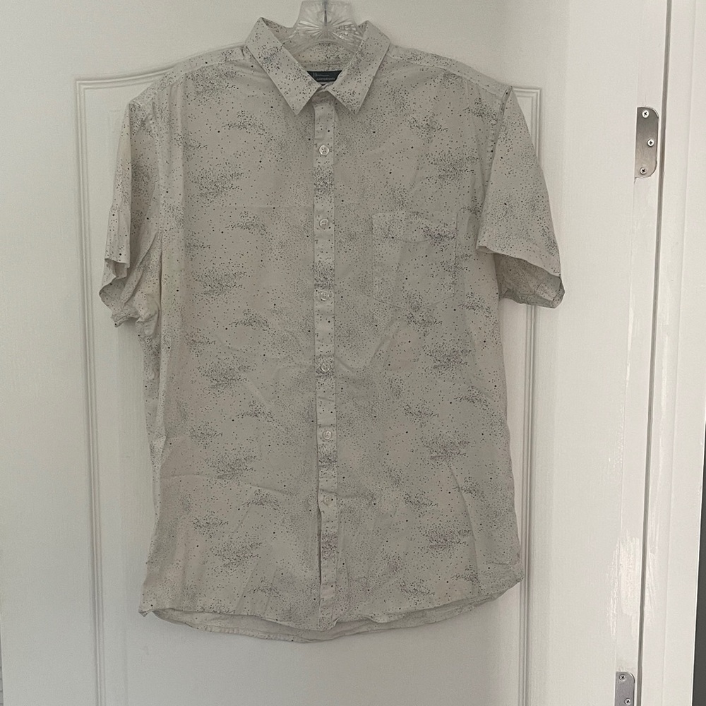 Marc Anthony Light Gray Patterned Short Sleeve Shirt